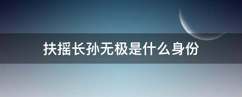 扶摇长孙无极是什么身份 扶摇长孙无极是谁