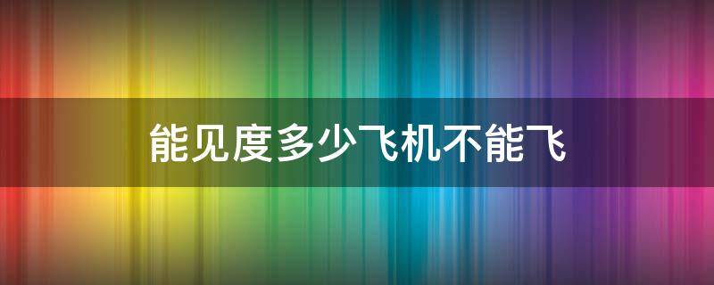 能见度多少飞机不能飞 飞机飞行能见度需要多少