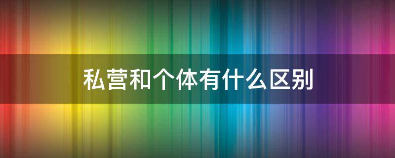 私营和个体有什么区别 个体和私营企业有什么区别