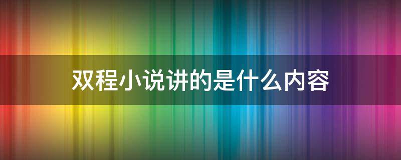 双程小说讲的是什么内容（双程小说大概内容）