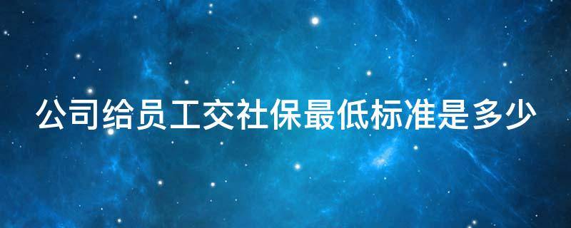 公司给员工交社保最低标准是多少 公司给员工交社保最低标准是多少钱一个月