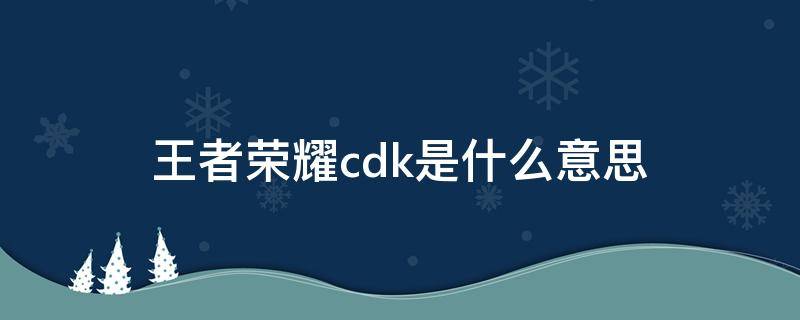 王者荣耀cdk是什么意思 王者的cdk是什么