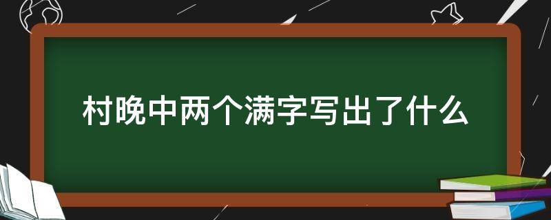 村晚中两个满字写出了什么（村晚中满字生动写出了）