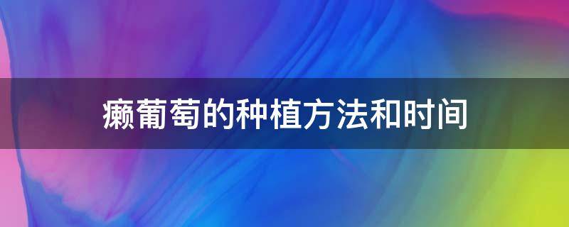 癞葡萄的种植方法和时间 癞葡萄生长过程