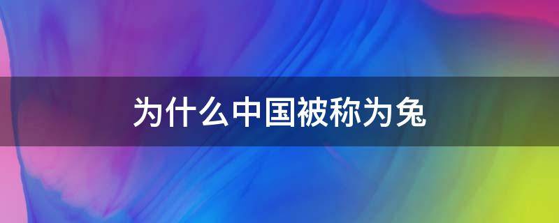 为什么中国被称为兔 为什么中国被称为兔子美国被称为鹰酱