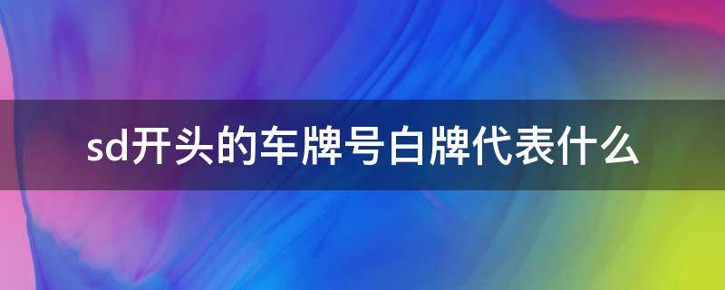 sd开头的车牌号白牌代表什么 白车牌sd开头啥意思