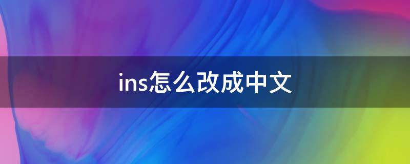 ins怎么改成中文（ins怎么改成中文模式）