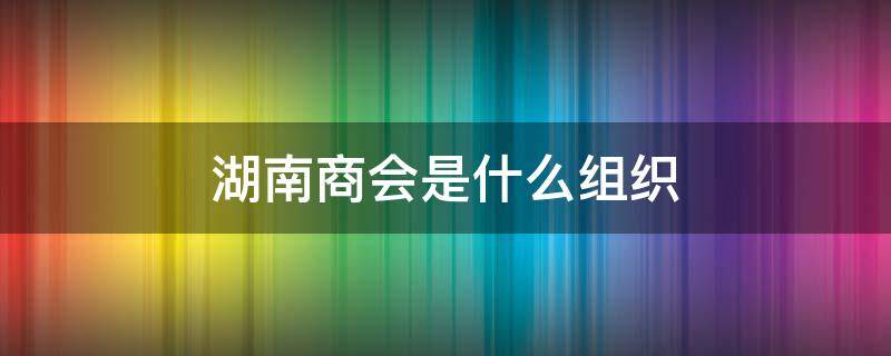 湖南商会是什么组织 湖南商会是什么意思