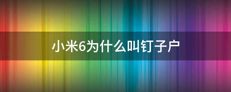 小米6为什么叫钉子户（小米6是钉子户啥意思）