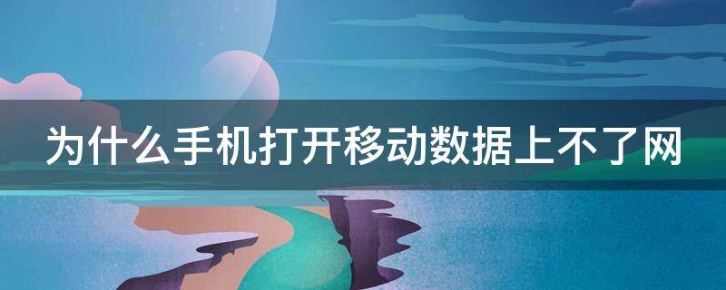 为什么手机打开移动数据上不了网 为什么手机打开移动数据上不了网络