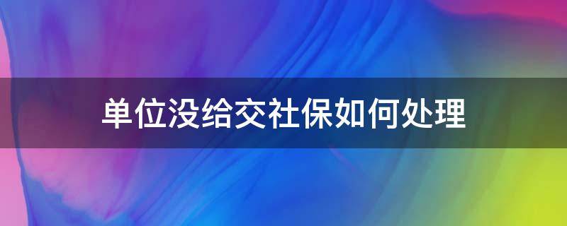 单位没给交社保如何处理 单位没给交社保该怎么办