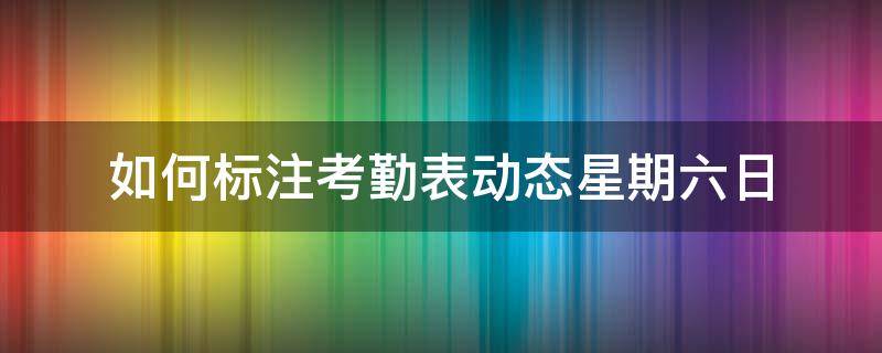 如何标注考勤表动态星期六日 考勤表怎么标注休息日