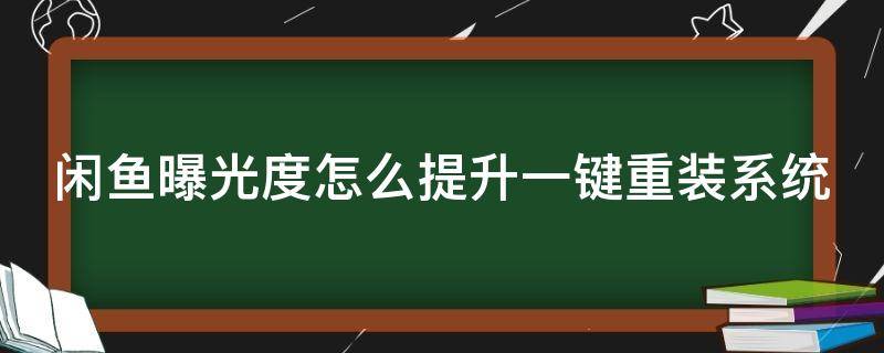 闲鱼曝光度怎么提升一键重装系统（闲鱼的曝光度怎么提升）