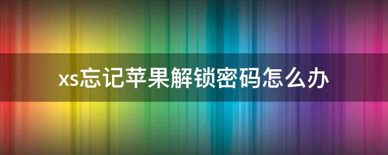 xs忘记苹果解锁密码怎么办（苹果手机xs解锁密码忘记了怎么办）