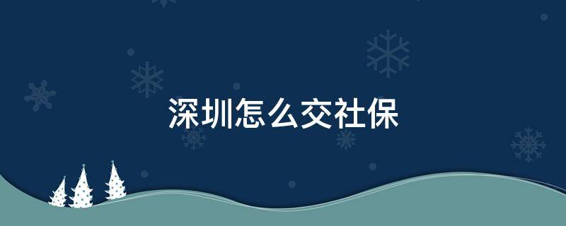 深圳怎么交社保（深圳怎么交社保养老金多）