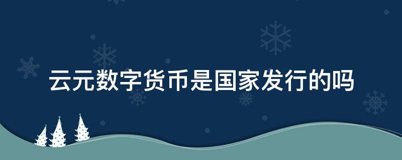 云元数字货币是国家发行的吗（数字货币是不是云元）