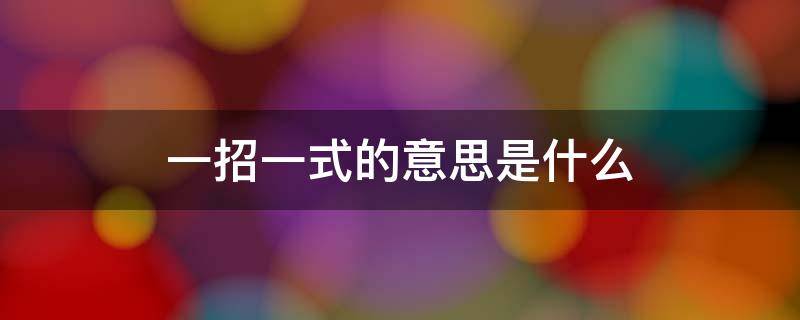 一招一式的意思是什么 外围一招一式的意思是什么