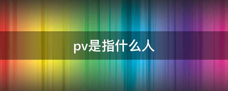 pv是指什么人 PV是指什么