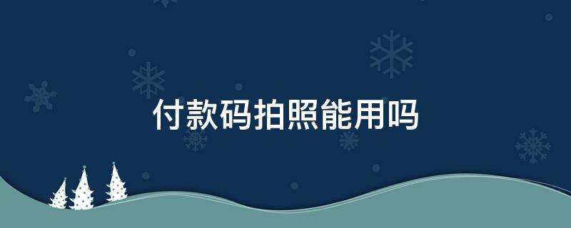 付款码拍照能用吗 拍付款码照片有什么用