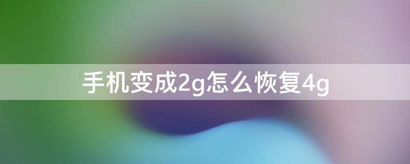 手机变成2g怎么恢复4g（移动4g变2g怎么恢复4g）