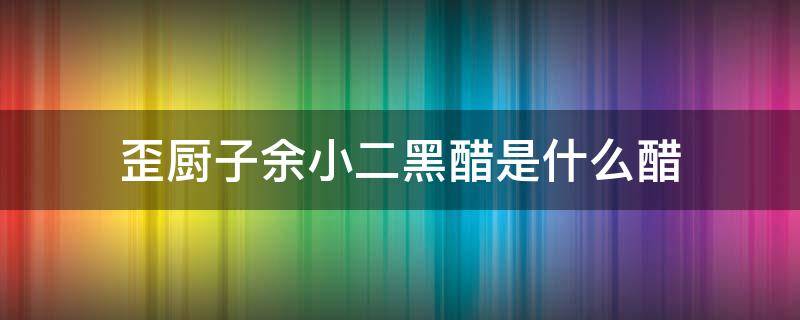 歪厨子余小二黑醋是什么醋 歪厨子余小二秘密佐料