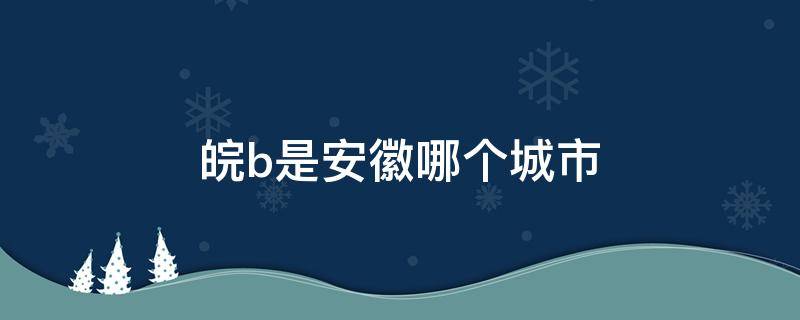 皖b是安徽哪个城市 皖b是安徽哪个城市的牌照区号