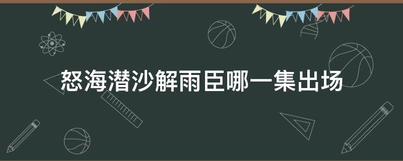 怒海潜沙解雨臣哪一集出场（怒海潜沙中解雨臣第几集出现）