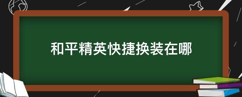 和平精英快捷换装在哪（和平精英快捷换装在哪里）