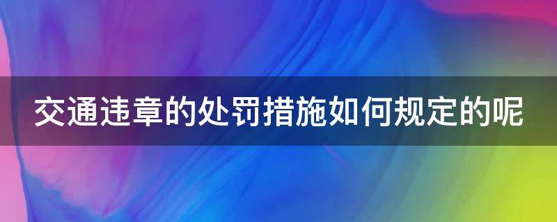 交通违章的处罚措施如何规定的呢（《交通违章程序处罚规定》）