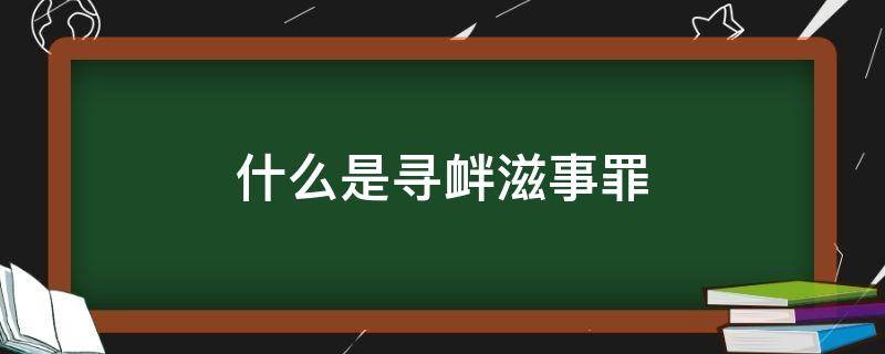 什么是寻衅滋事罪（什么是寻衅滋事罪立案标准）