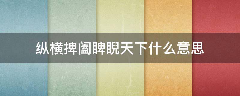 纵横捭阖睥睨天下什么意思（纵横捭阖,睥睨天下是褒义还是贬义）