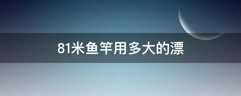 8.1米鱼竿用多大的漂（81米鱼竿用多大的漂）