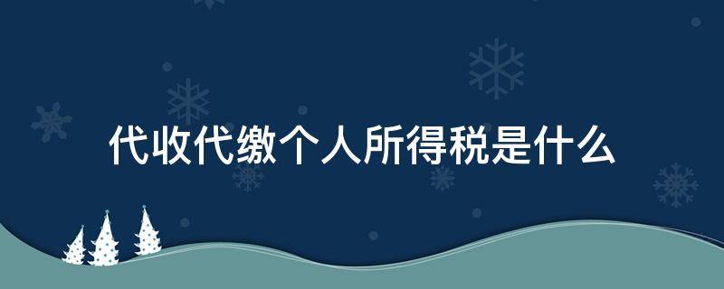 代收代缴个人所得税是什么 什么是代扣代缴个人所得税