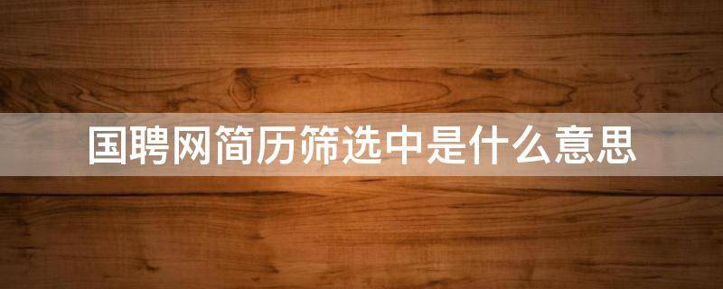 国聘网简历筛选中是什么意思 国聘网筛选通过是什么意思