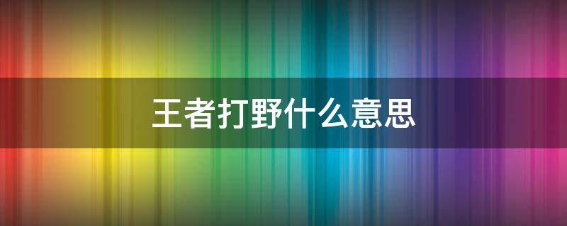 王者打野什么意思 王者打野什么意思啊