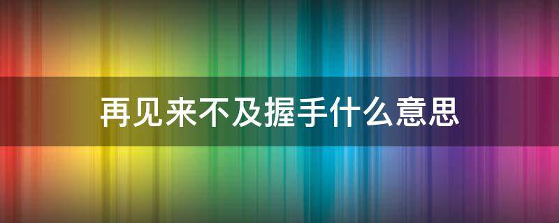 再见来不及握手什么意思（来不及握手说再见）