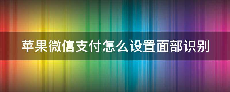 苹果微信支付怎么设置面部识别 苹果的微信支付怎么设置面部