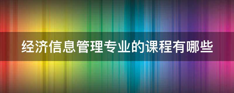 经济信息管理专业的课程有哪些（经济与信息管理）