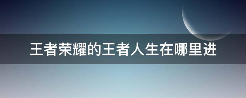 王者荣耀的王者人生在哪里进（王者荣耀里的王者人生在哪里）