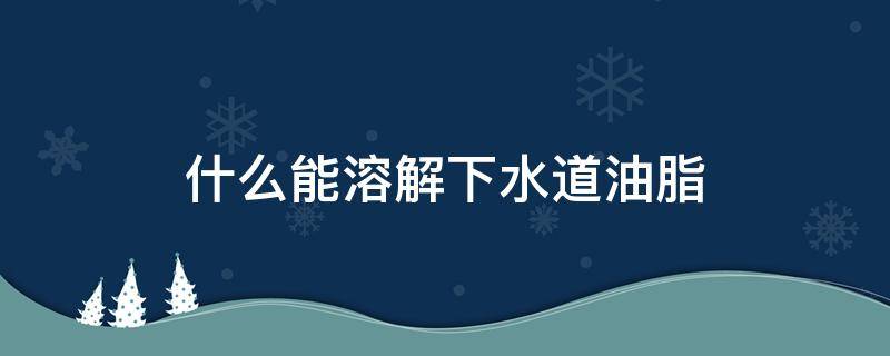 什么能溶解下水道油脂 化解下水道油脂的方法