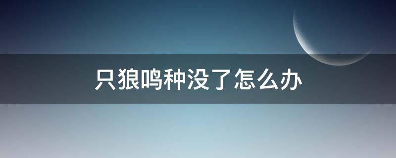 只狼鸣种没了怎么办（只狼没鸣种怎么打）