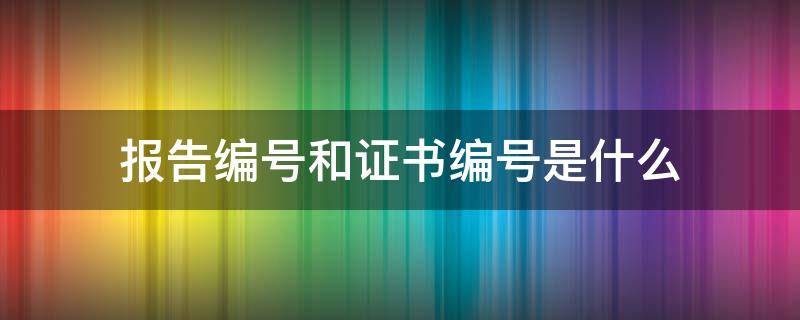 报告编号和证书编号是什么（报告编号和证书编号是什么毕业证书只有证书编号）