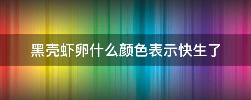 黑壳虾卵什么颜色表示快生了（黑壳虾是生卵还是生小虾）