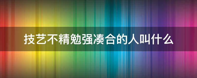 技艺不精勉强凑合的人叫什么（技艺不精勉强凑合的人叫什么(俗称）