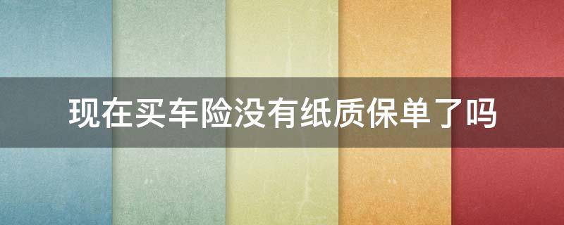 现在买车险没有纸质保单了吗（网上购买了车险可是没有纸质保单）