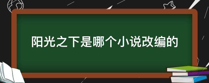 阳光之下是哪个小说改编的 阳光之下是什么小说改编的