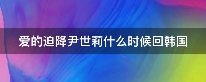 爱的迫降尹世莉什么时候回韩国（爱的迫降尹世莉晕倒是哪一集）