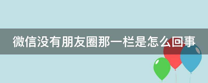 微信没有朋友圈那一栏是怎么回事（微信没有朋友圈那一栏是怎么回事啊）