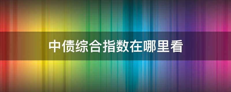 中债综合指数在哪里看（中债指数怎么看）