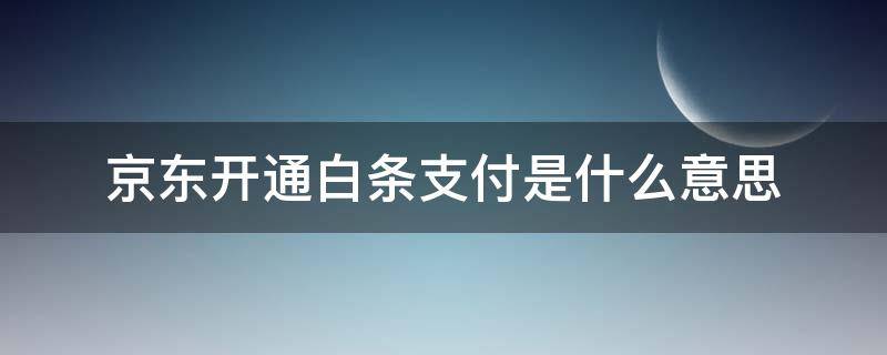 京东开通白条支付是什么意思 京东开通白条支付是什么意思怎么关闭